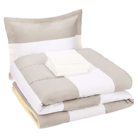 Amazon Basics 5 Piece Lightweight Microfiber Bed In A Bag Comforter Bedding Set Twintwin Xl