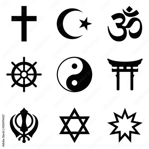 vecteur stock symbols of world religions nine signs of major religious groups and principle