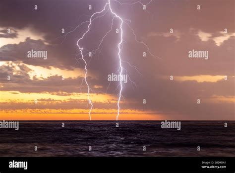 Lightning Storm Over The Ocean Western Australia Stock Photo Alamy