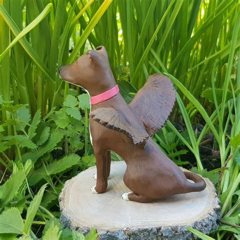 Custom Sculpture Dog Memorial Pitbull With Wings Polymer Clay Etsy