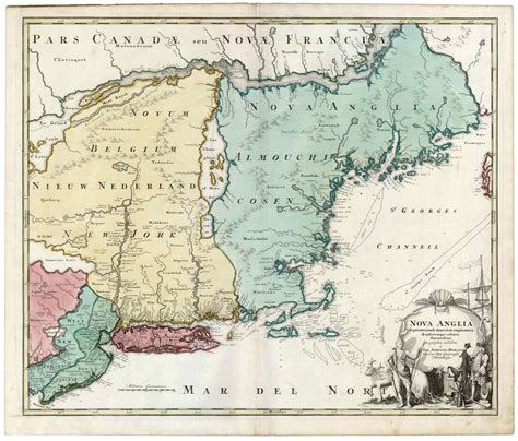 A Most Interesting Map Of New York And New England By Homann Rare