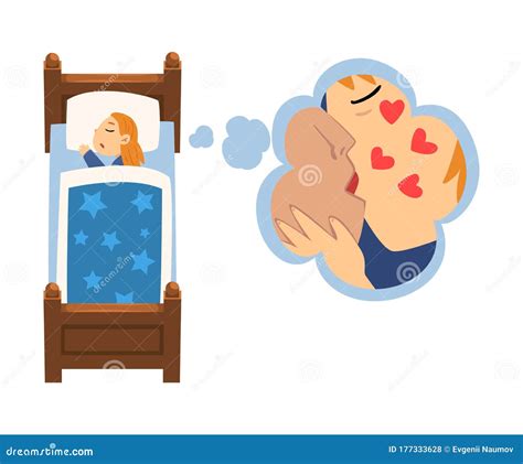 Cute Girl Sleeping In Bed And Dreaming About Kisses Kid Lying In Bed