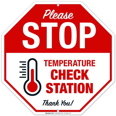 Stop Temperature Check Station Sign Social Distancing Sign 12x12