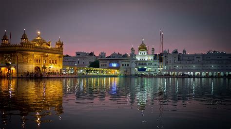 Wallpaper Amritsar India Punjab City Evening Temple Harmandir