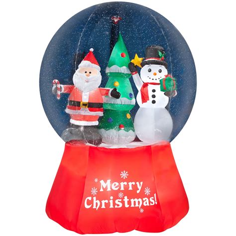 Gemmy Airblown Inflatables Santa With Snowman Multicolor Plasticmetal