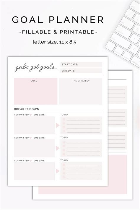 Goal Planner Printable Goal Printable Worksheet Productivity Planner