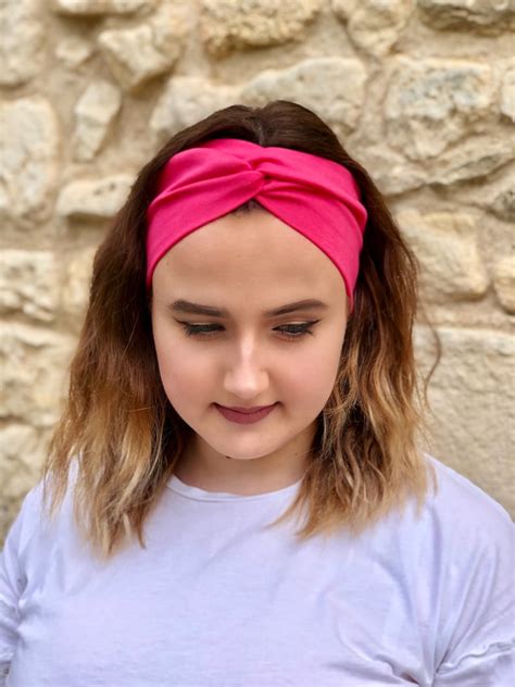 Fuchsia Pink Knotted Headband Turban Headband Fabric Etsy