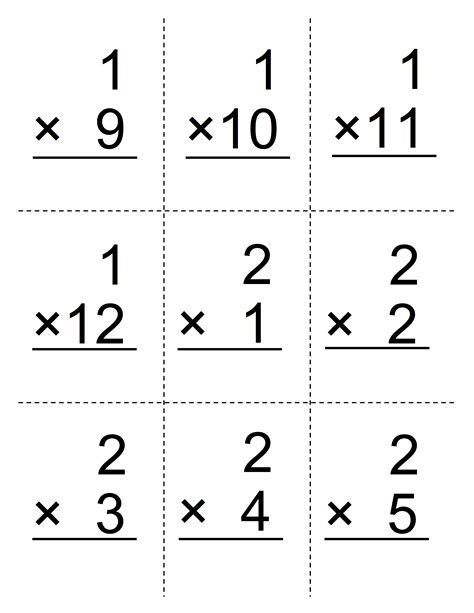 Multiplication Flash Cards Printable Pdf