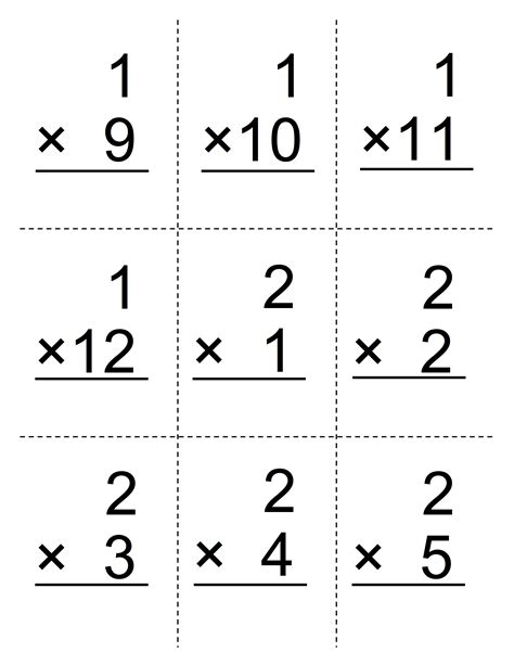 Multiplication Flash Cards Printable Free