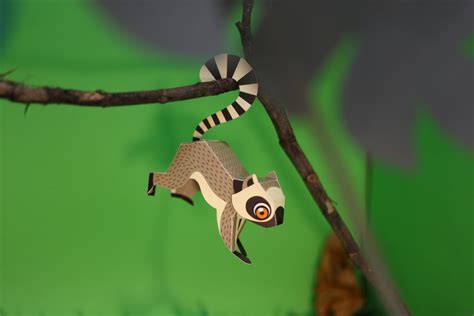 Mini Lemur Educational Diy Paper Craft Kit Endangered Wildlife Series