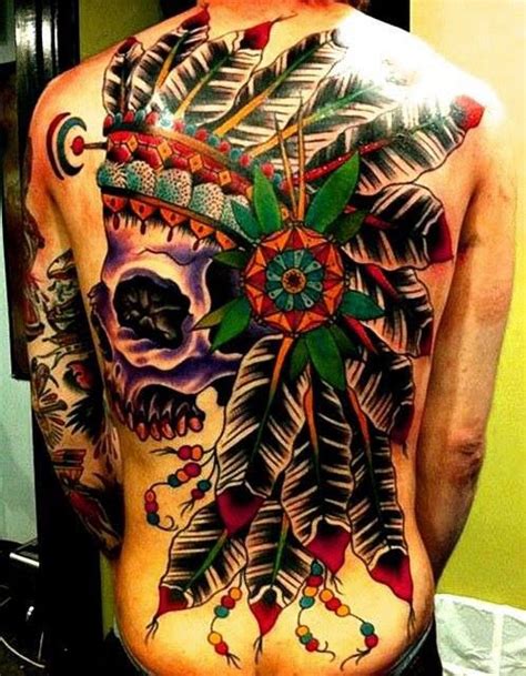 In this piece, the artist combined the quote aspect with the object artwork creating one organic piece. Indian skull | Back tattoo, Traditional back tattoo, Tattoos