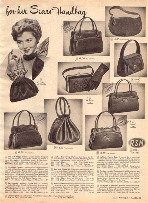 Vintage Womens Handbags From A 1952 Sears Catalog Vintage Handbags