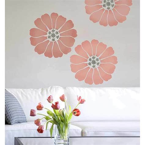 Lovely Bloom Wall Art Stencil Medium Floral Stencils For Diy Home