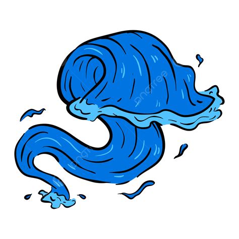 The Blue Wave Hand Drawn Illustration Vector Wave Sea Water Png And