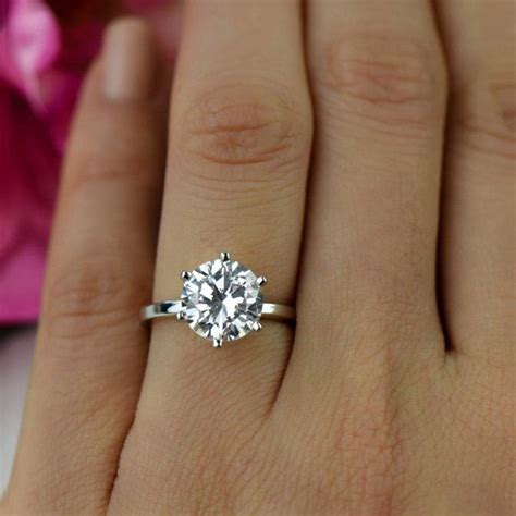 Ct Round Solitaire Engagement Ring Classic Bridal Ring Prong