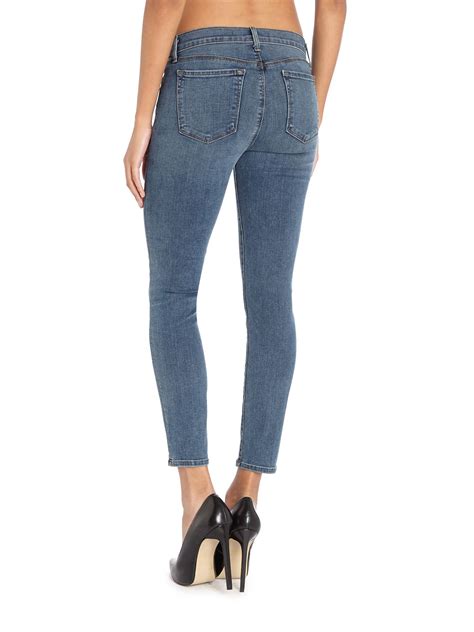 J Brand Mid Rise Skinny Jeans In Beloved In Blue Denim Mid Wash