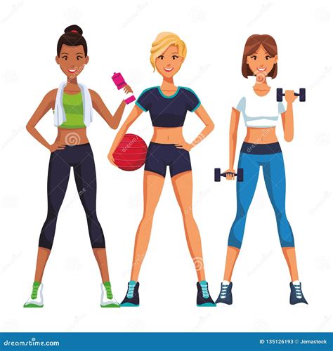 Fit Women Doing Exercise Stock Vector Illustration Of Graphic 135126193