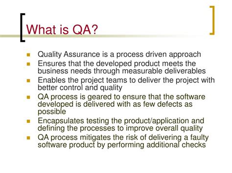 Ppt Qa And Need For A Qa Framework Powerpoint Presentation Free