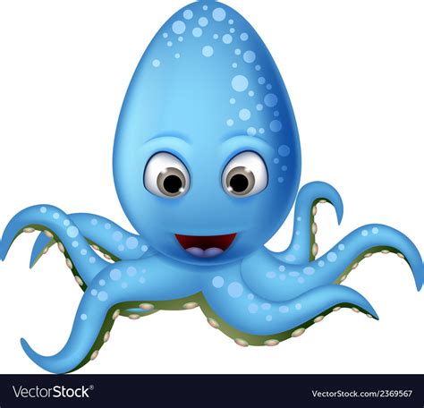 Cute Blue Octopus Cartoon Royalty Free Vector Image