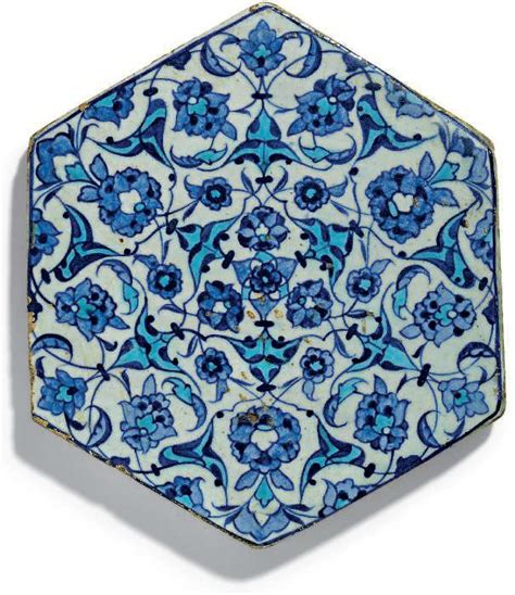 A Blue And White Hexagonal Iznik Tile Ottoman Turkey Circa 1530