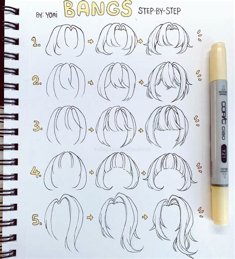 Stationery Island On Instagram “draw Different Types Of Bangs With