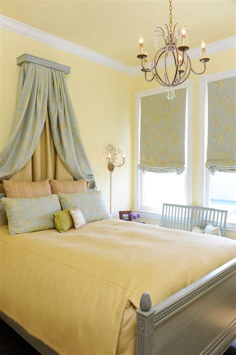 Buffet rehab using chalk paint® decorative paint by annie sloan in paris gray and dark waxes. golden yellow paint bedroom traditional with blue canopy beds | French bedroom decor, Blue ...