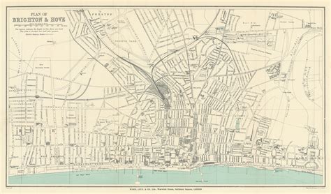 Brighton And Hove Vintage Towncity Plan Sussex Ward Lock 1910 Old
