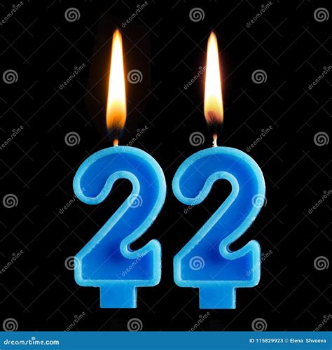 Burning Birthday Candles In The Form Of 22 Twenty Two For Cake Isolated