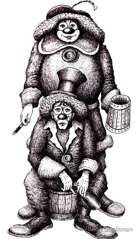Clowns Black And White Pen Ink Drawing By Vitaliy Gonikman Redbubble