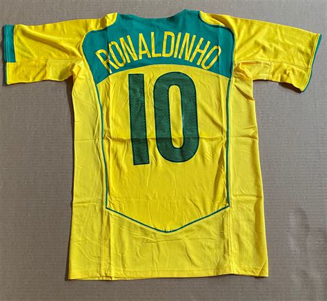 2004 Ronaldinho 10 Brazil Home Soccer Jersey Size Large Etsy
