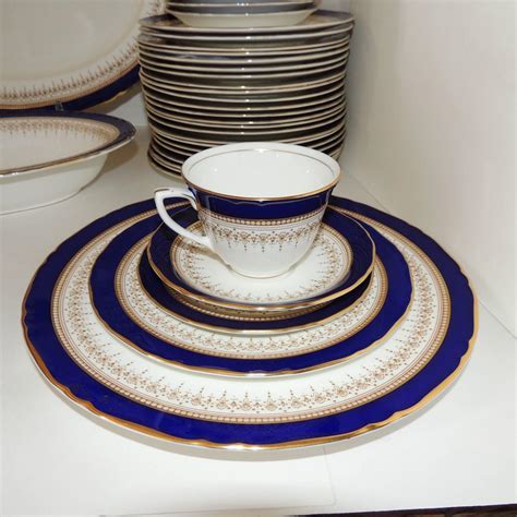 Wonderful Full Service 12 Royal Worcester Regency Royal Blue Fine China