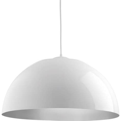 Pendant lighting is mounted to the ceiling and hangs on either a rod or chain. Progress Lighting Dome Collection 29-Watt White Integrated LED Pendant-P5342-3030K9 - The Home Depot