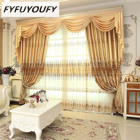 Europe Luxury Embroidered Window Curtains For Living Room Blackout Curtain French Window