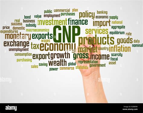 Gnp Gross National Product Word Cloud And Hand With Marker Concept
