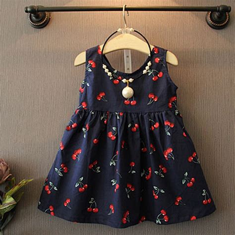 Baby Clothes Summer Toddler Girls Dress Casual Clothing Cherry Print