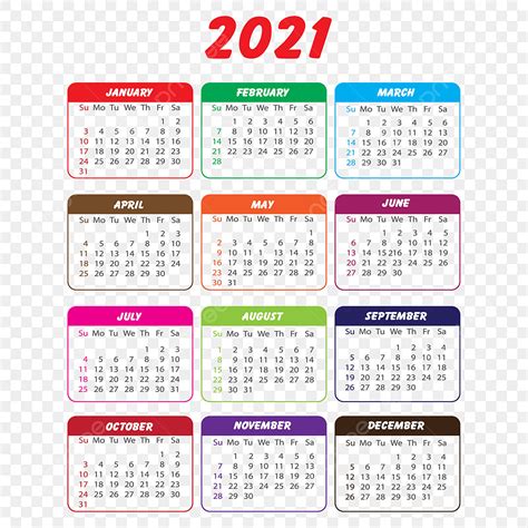 Gambar Kalender 2021 Dalam Berbagai Warna Kalender 2021 Kalender