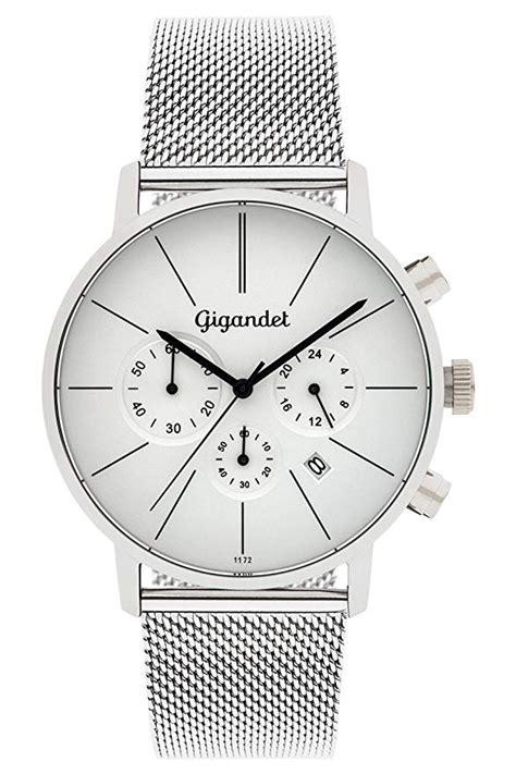 gigandet men s quartz watch minimalism chronograph analog mesh bracelet silver g32
