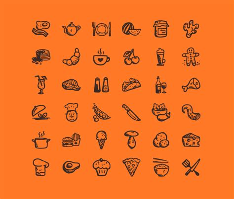 36 Free Hand Drawn Tasty Food Icons Icons Fribly