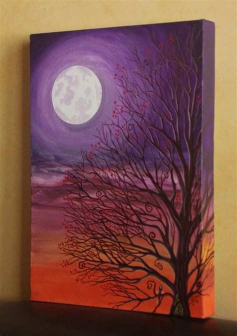 Fall Canvas Painting Ideas Luxury Moon Over Canvas Art