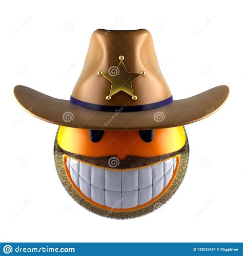 Sheriff Style Emoji Smile Sphere Stock Illustration Illustration Of