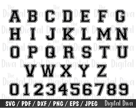 Varsity Letters And Numbers Svg Baseball Letters Svg Etsy