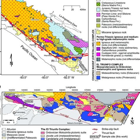 Simplified Geologic Maps Of A Southern Chiapas Modified From Weber