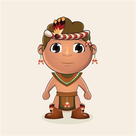 Premium Vector Red Indian Boy Cartoon Character Vector