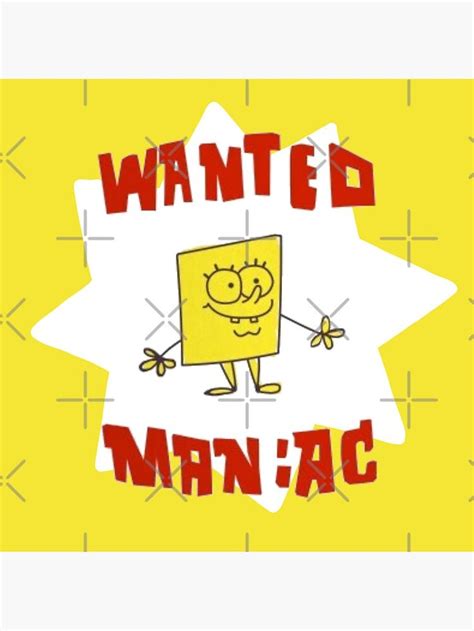 Spongebob Meme Wanted Maniac Square Sticker By Vlctorlam Stickers