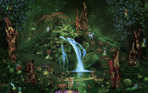 Fall Fairy Garden Backgrounds Castle City Forest Waterfall Fairy