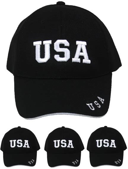 Bulk Usa Baseball Caps Black Pre Curved Dollardays
