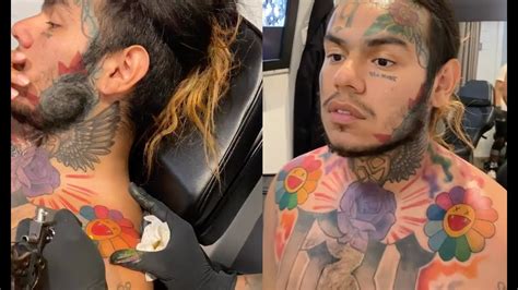 6ix9ine Gets New Tattoos With Matching Rainbow Flowers Youtube