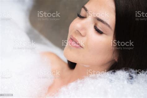 A Real Relax For A Modern Girl Beautiful Brunette Takes A Bath With