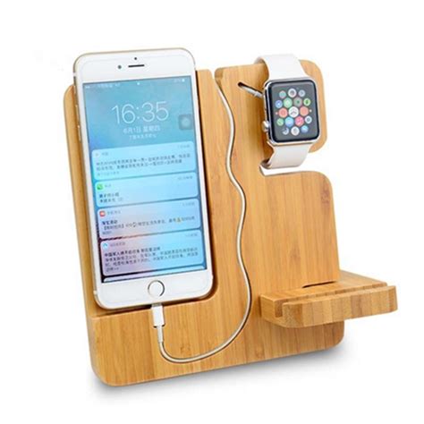 Szysgsd Universal Wooden Bamboo Dock Bracket Stand Charging Cradle