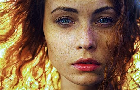 Wallpaper Face Women Model Blue Eyes Looking At Viewer Freckles Mouth Nose Person